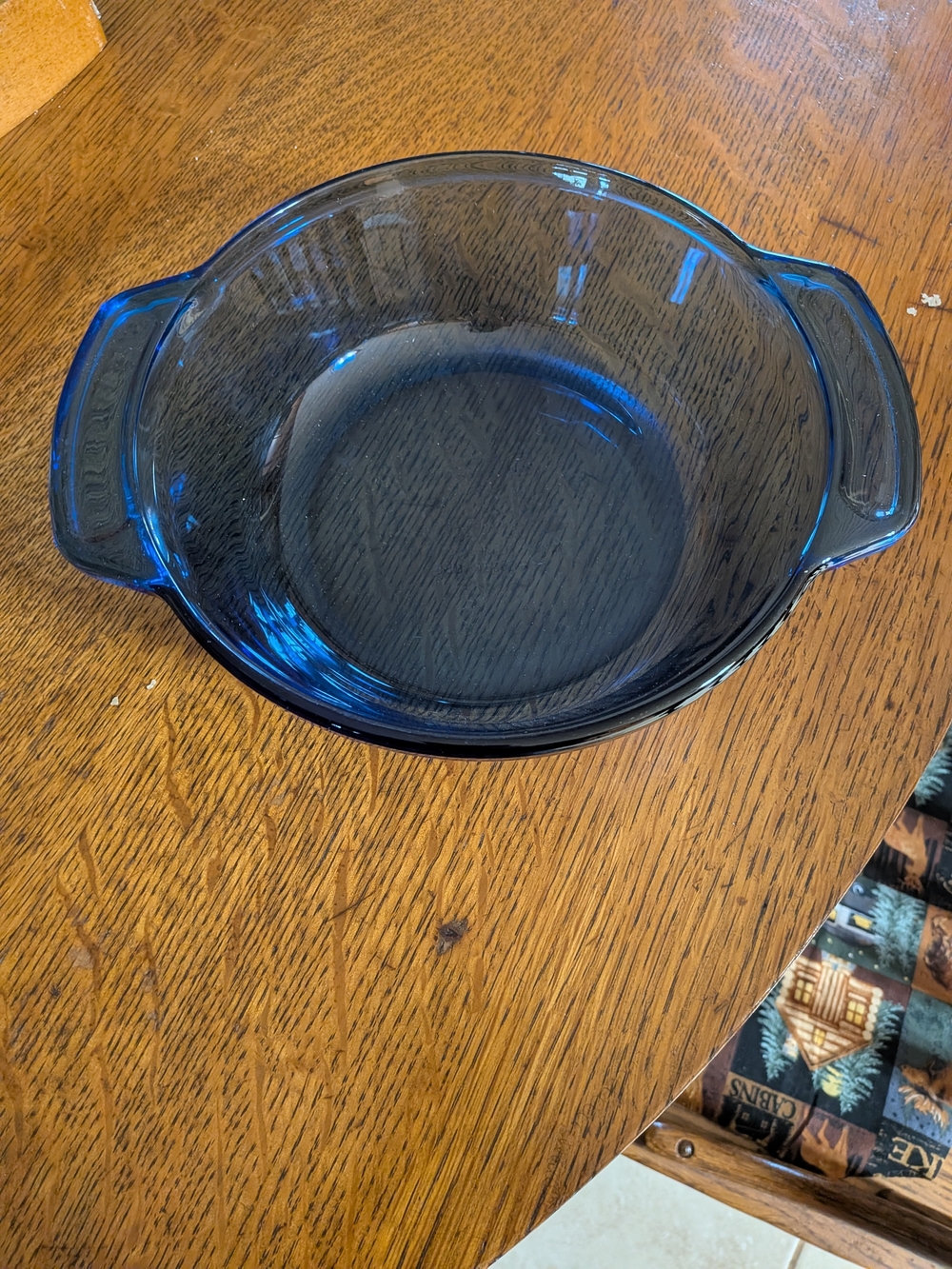 Anchor Hocking Deep Cobalt Blue Glass Round Baker with Handles
